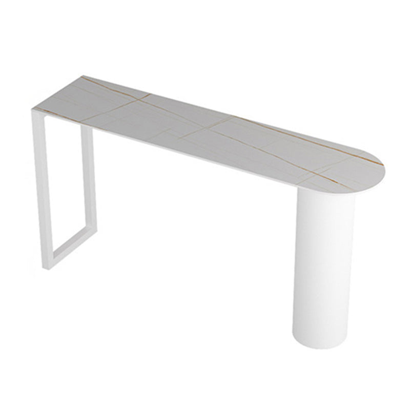 Contemporary Style Bar Table Stone Bistro Bar Desk with Double Pedestal