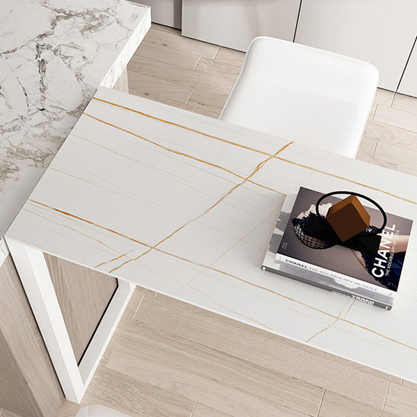 Contemporary Style Bar Table Stone Bistro Bar Desk with Double Pedestal