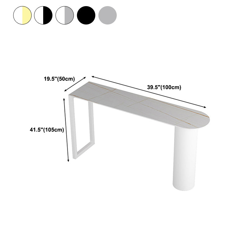 Contemporary Style Bar Table Stone Bistro Bar Desk with Double Pedestal