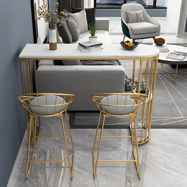 Stone Bar Dining Table Traditional Luxury Bar Table with Double Pedestal