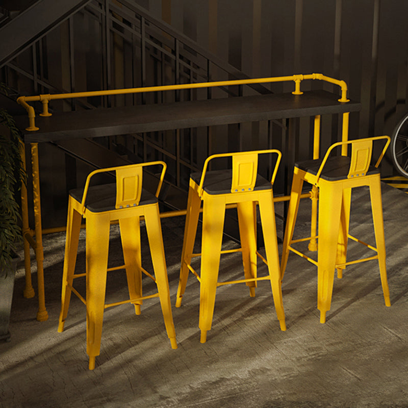 Solid Wood Top Bar Table Black Rectangle Bar Height Pub Table with Metal Base