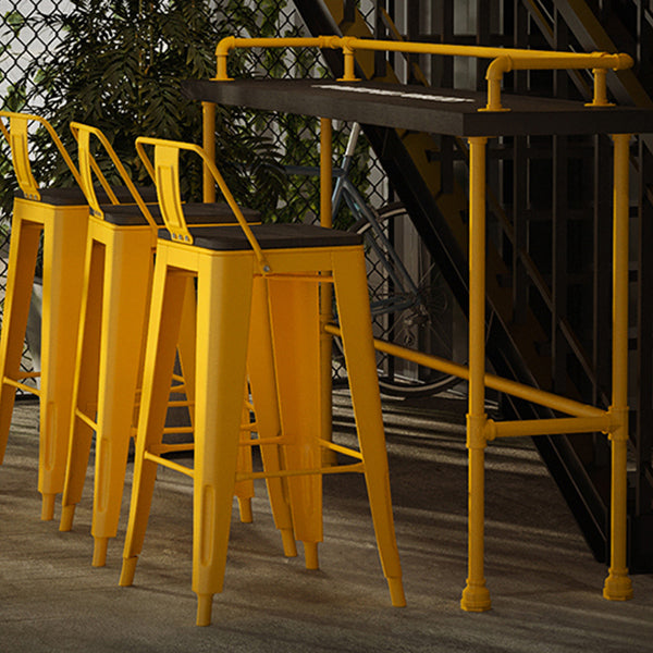 Solid Wood Top Bar Table Black Rectangle Bar Height Pub Table with Metal Base