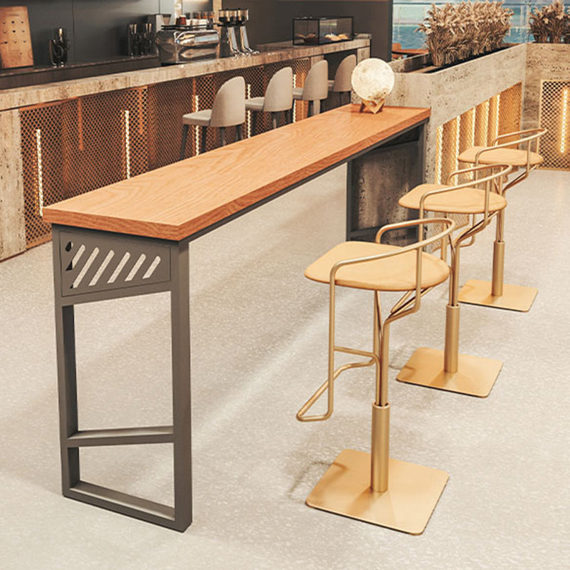 Industrial Style Rectangle Bar Table Solid Wood Fixed Bar Dining Table