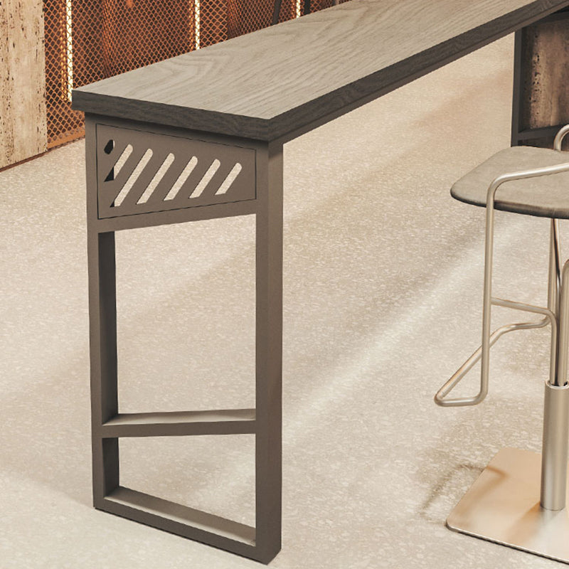 Industrial Style Rectangle Bar Table Solid Wood Fixed Bar Dining Table