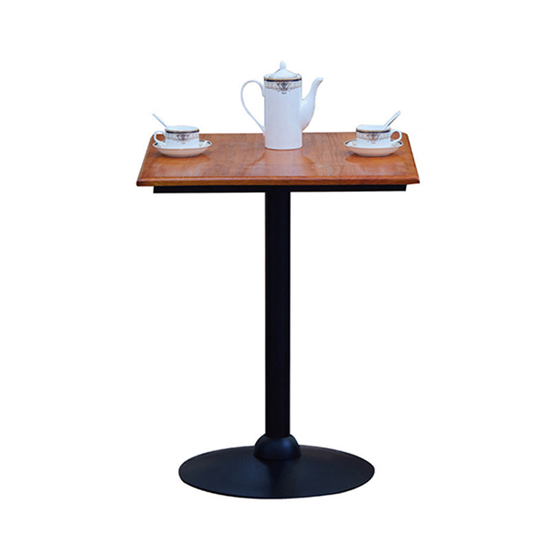Industrial Solid Wood Bar Table Brown Bistro Table with Black Metal Pedestal