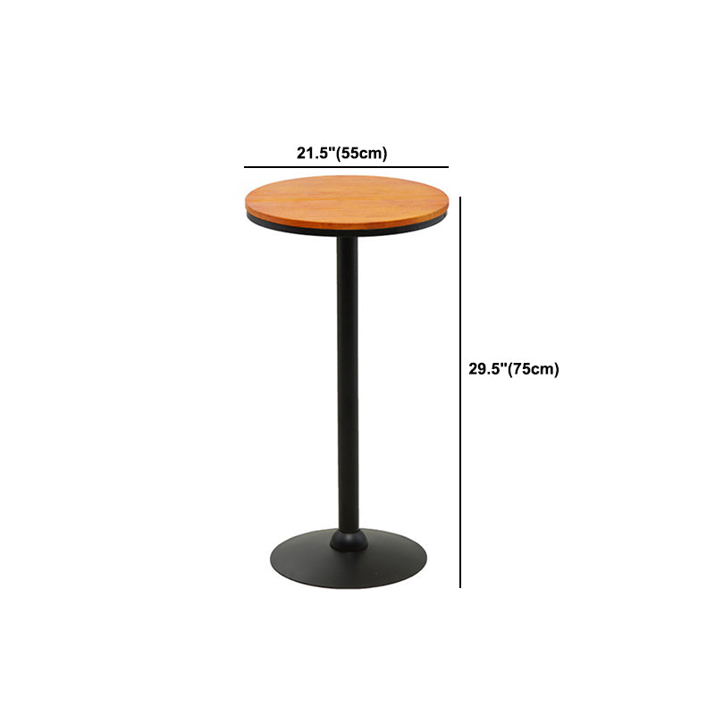 Industrial Solid Wood Bar Table Brown Bistro Table with Black Metal Pedestal