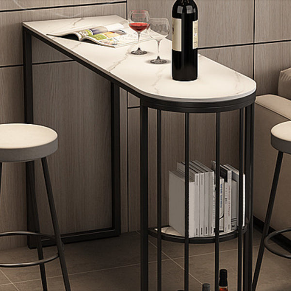 Modern Style Stone Bar Table White Colour Double pedestal Bar Dining Table