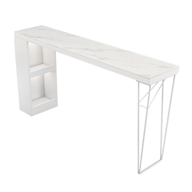 Modern Rectangle Bar Dining Table Bar Height Cocktail Table with Metal Base