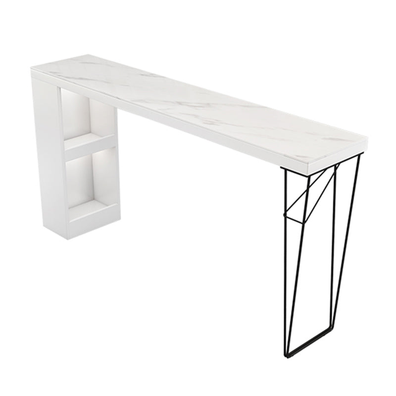 Modern Rectangle Bar Dining Table Bar Height Cocktail Table with Metal Base