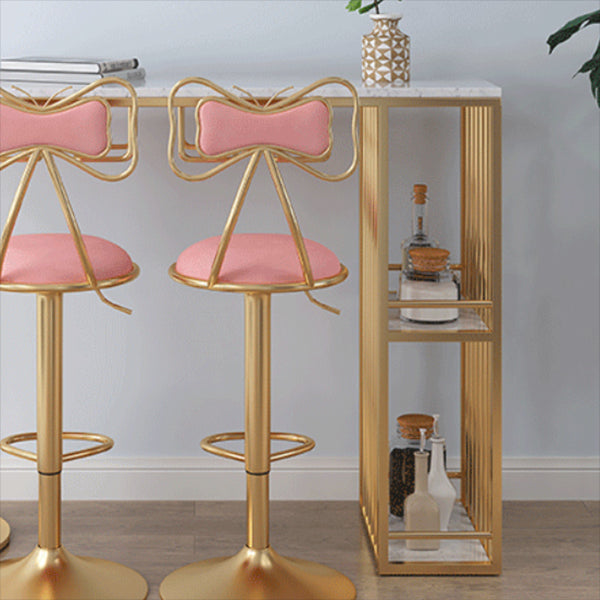 Glam Style Bar Table Faux Marble Double pedestal Bar Dining Table with Storage