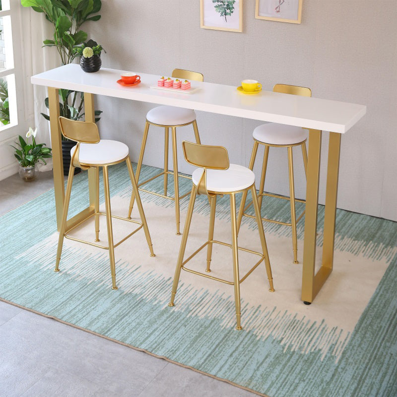 Glam Style Rectangle Bar Table Solid Wood Bar Dining Table with Sled Base