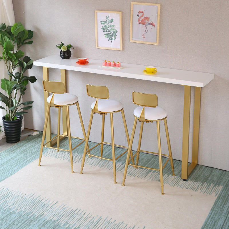 Glam Style Rectangle Bar Table Solid Wood Bar Dining Table with Sled Base