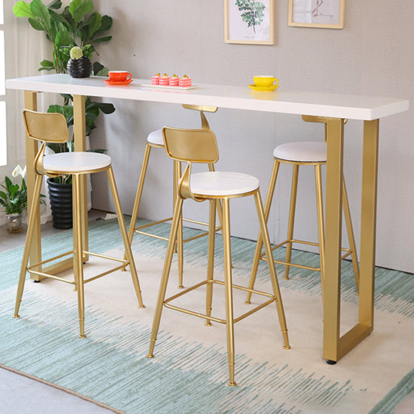 Glam Style Rectangle Bar Table Solid Wood Bar Dining Table with Sled Base