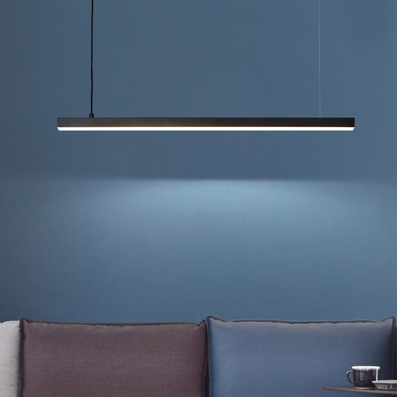 Black Copper Island Lighting Fixtures Modern 1-Light Linear Restaurant LED Suspension Lamp