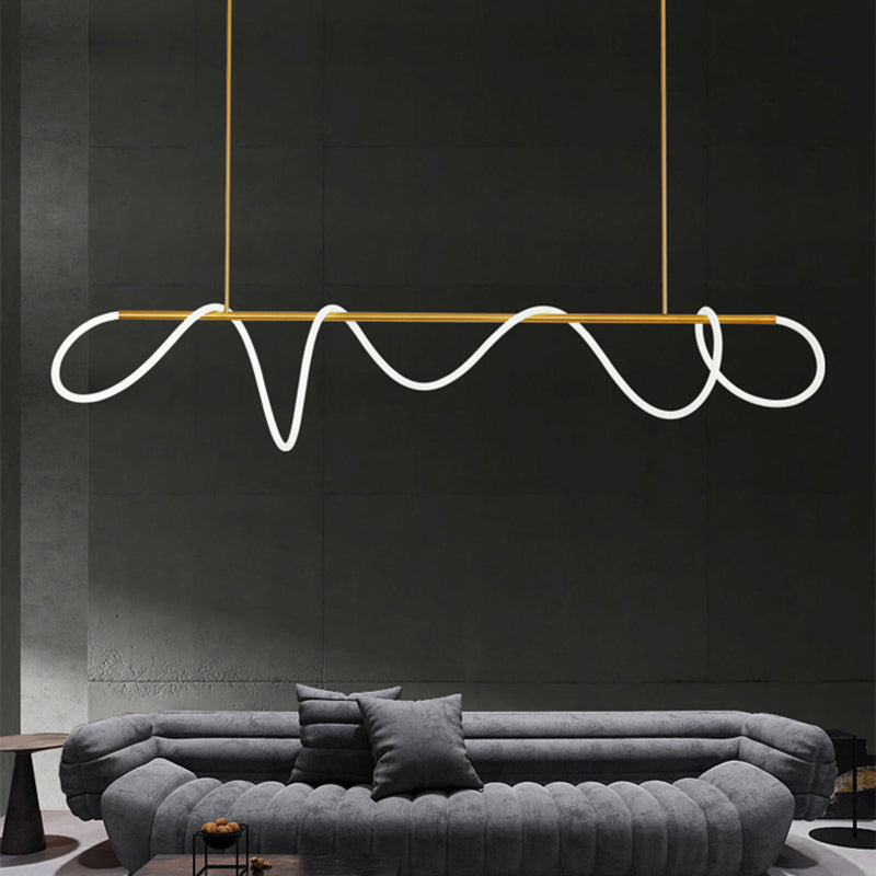 Modern Style Linear Hanging Pendant Light Silica Gel 1 Light Pendant Light Fixture