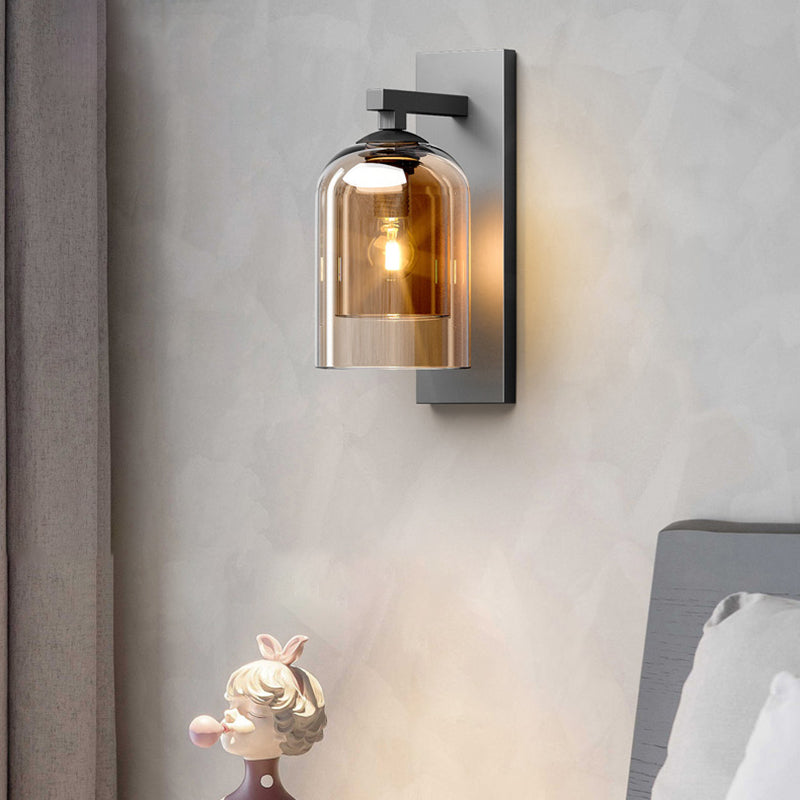 Glass Cylinder Wall Sconces Industrial Style 1 Light Wall Mounted Lamps