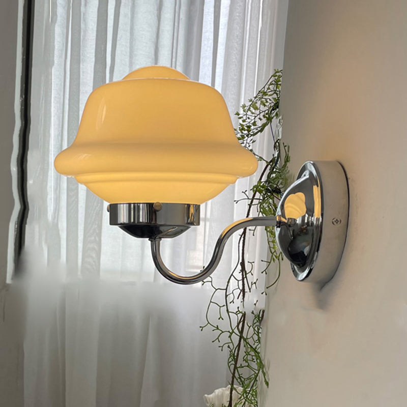 Glass Geometric Wall Sconces Industrial Style 1 Light Wall Mounted Lamps in White