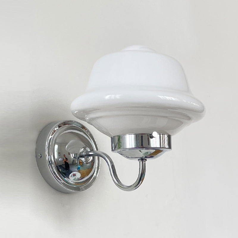 Glass Geometric Wall Sconces Industrial Style 1 Light Wall Mounted Lamps in White