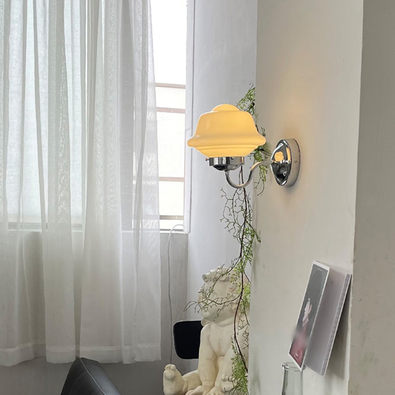 Glass Geometric Wall Sconces Industrial Style 1 Light Wall Mounted Lamps in White