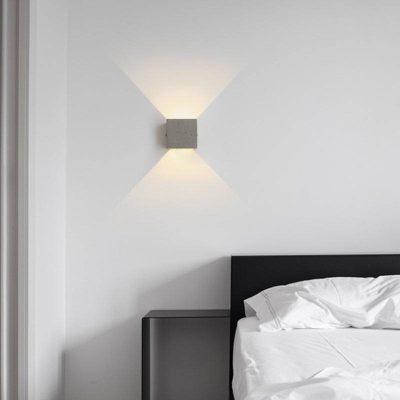 Industrial Cement Wall Light Cube Single Light Wall Sconce in Grey for Bedroom