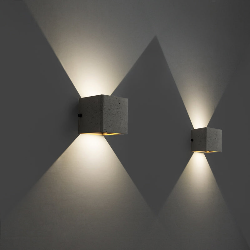 Industrial Cement Wall Light Cube Single Light Wall Sconce in Grey for Bedroom