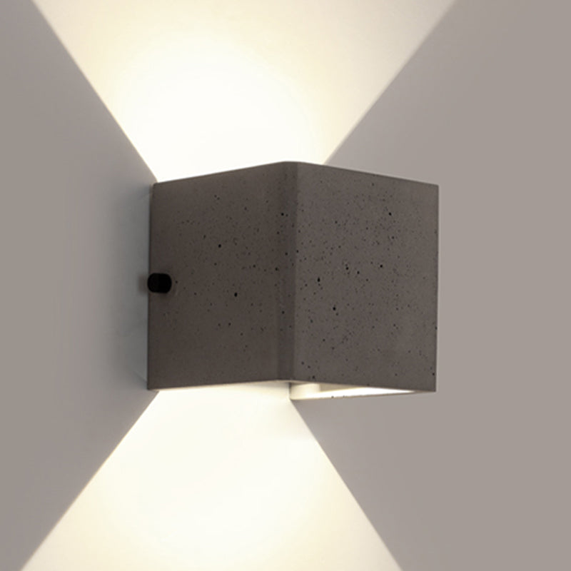 Industrial Cement Wall Light Cube Single Light Wall Sconce in Grey for Bedroom