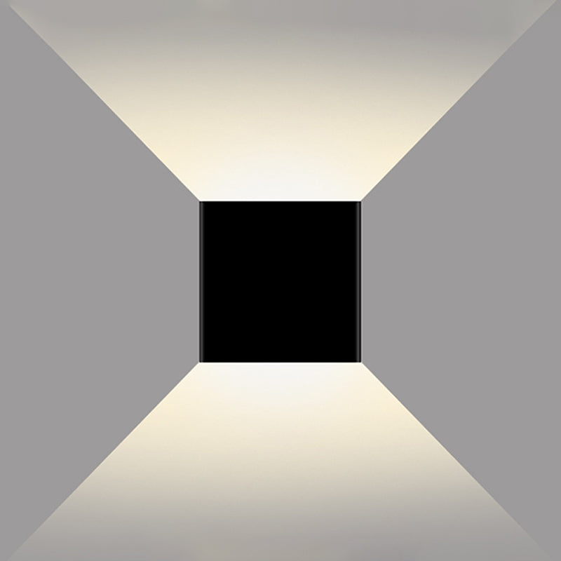 Modern Style Square Wall Lighting Fixtures Metal 2 Lights Wall Washer Sconce in Black