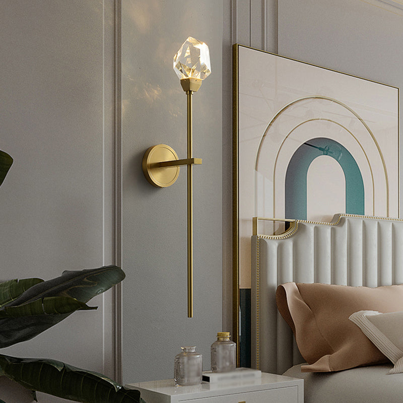 Unique Shade Crystal Wall Sconce Modern Style 1 Light Wall Mount Light Fixture in Brass