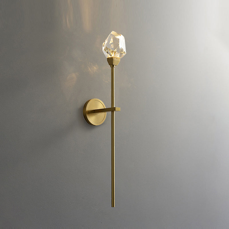 Unique Shade Crystal Wall Sconce Modern Style 1 Light Wall Mount Light Fixture in Brass