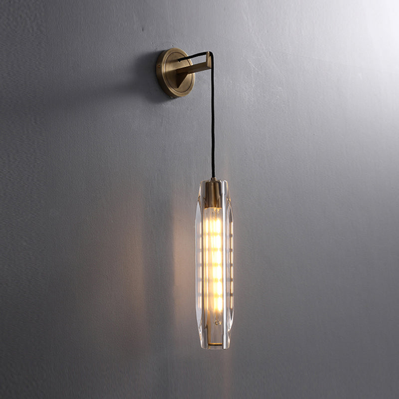 Oval Shade Crystal Wall Sconce Modern Style 1 Light Wall Mount Light Fixture