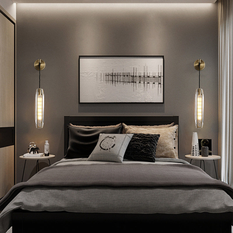 Oval Shade Crystal Wall Sconce Modern Style 1 Light Wall Mount Light Fixture