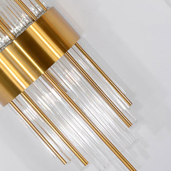Unique Shade Crystal Wall Sconce Modern Style 2-Lights Wall Mount Light Fixture in Gold