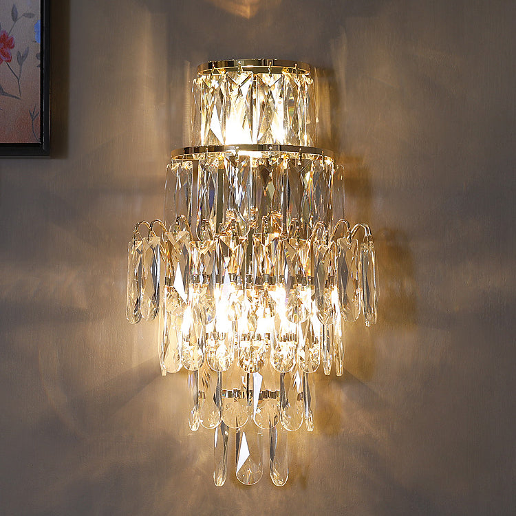 Unique Shade Crystal Wall Sconce Modern Multi-Lights Wall Mount Light Fixture in Gold