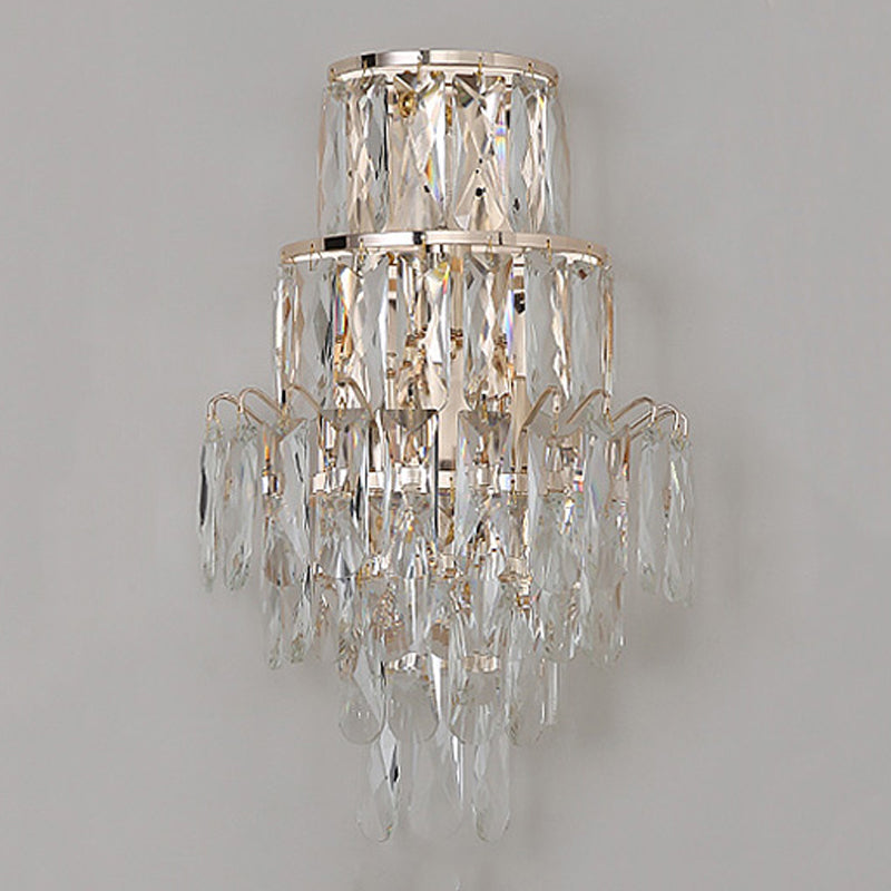 Unique Shade Crystal Wall Sconce Modern Multi-Lights Wall Mount Light Fixture in Gold