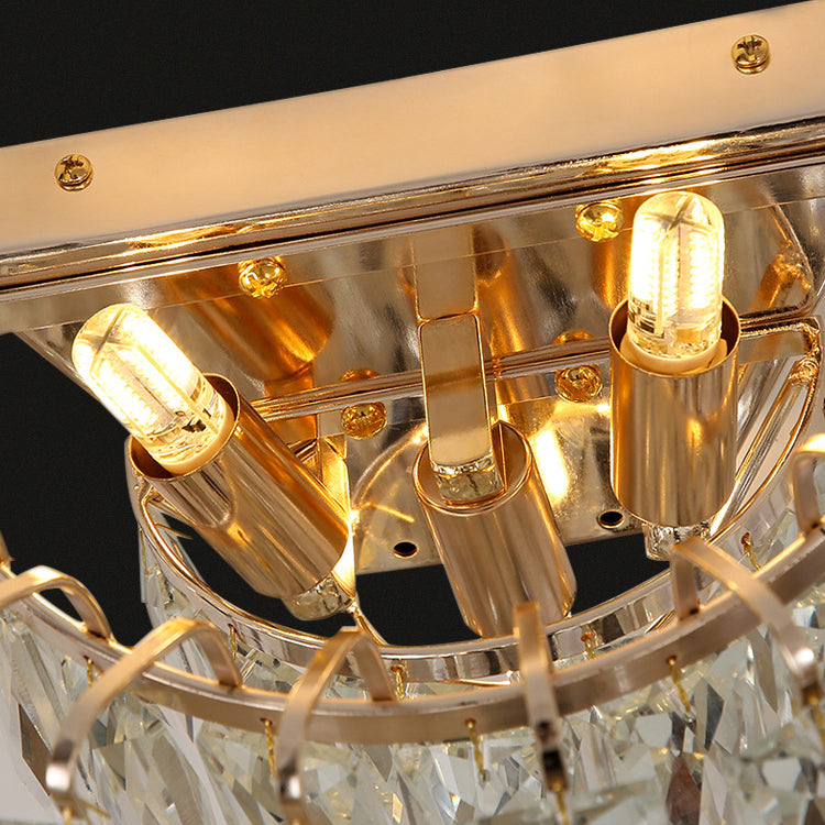 Unique Shade Crystal Wall Sconce Modern Multi-Lights Wall Mount Light Fixture in Gold