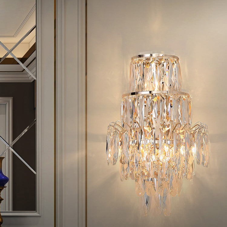 Unique Shade Crystal Wall Sconce Modern Multi-Lights Wall Mount Light Fixture in Gold
