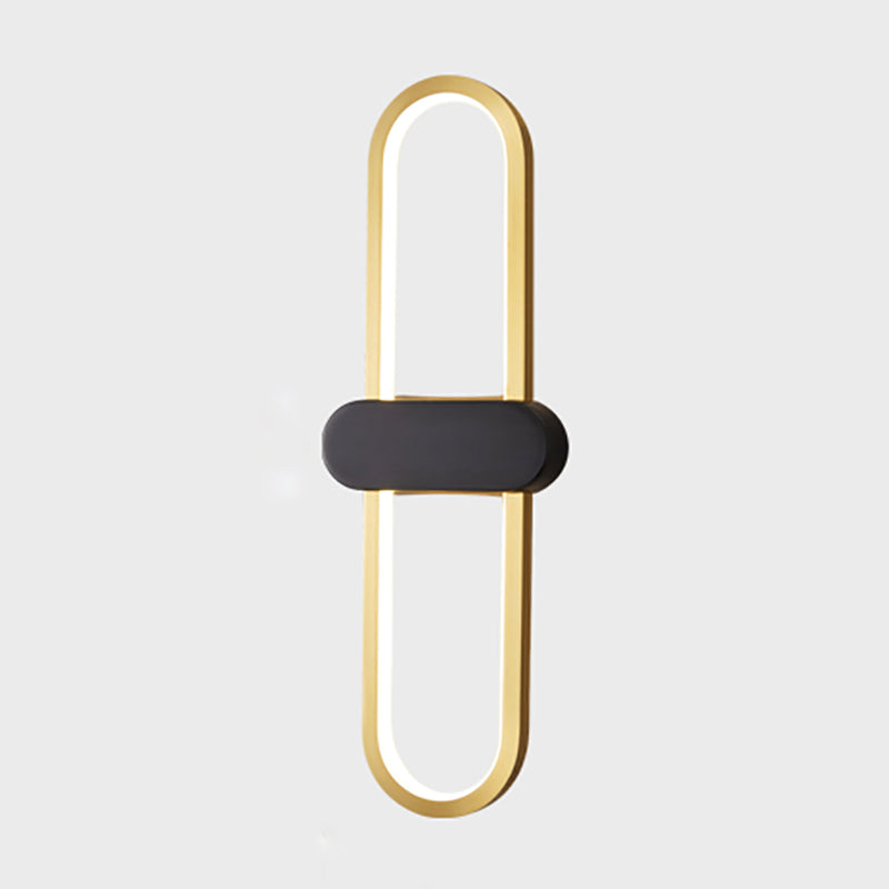 Nordic Style Brass Wall Light Oval Shape LED Wall Sconce in Gold for Living Room