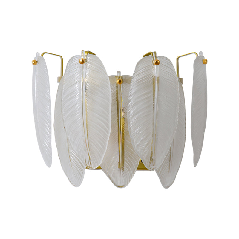 Modern Style Geometric Wall Mounted Lamps Glass 2 Lights Wall Sconces in White