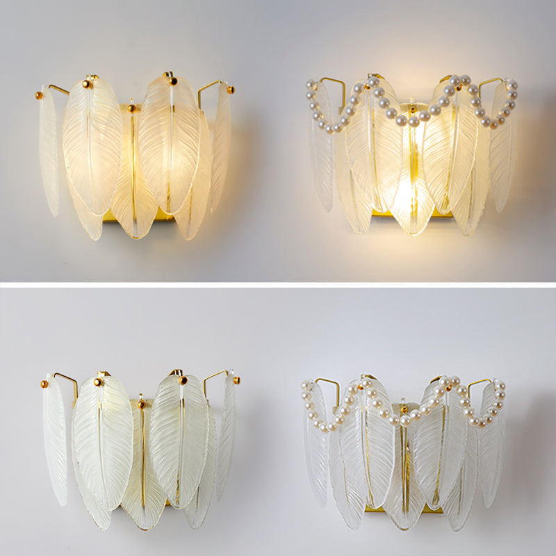 Modern Style Geometric Wall Mounted Lamps Glass 2 Lights Wall Sconces in White