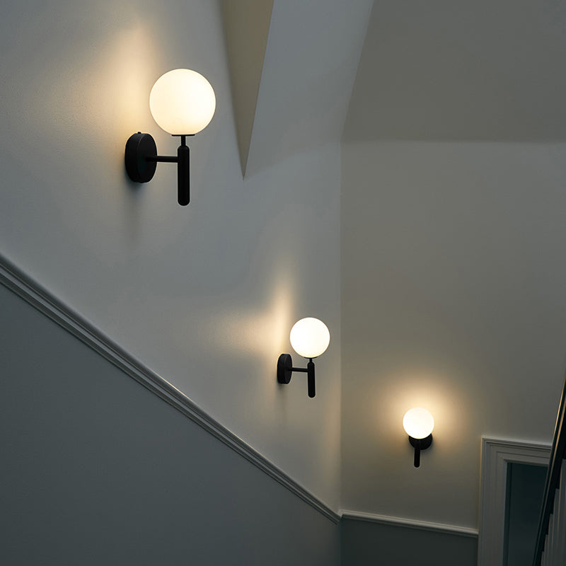 Modern Style Spherical Wall Mounted Lamps Glass 1 Light Wall Sconces