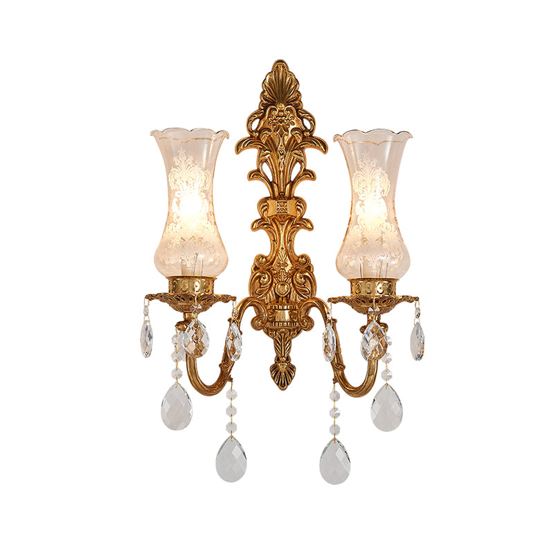 Unique Shade Glass Wall Sconce Modern Style Multi Lights Wall Mount Light Fixture in Gold
