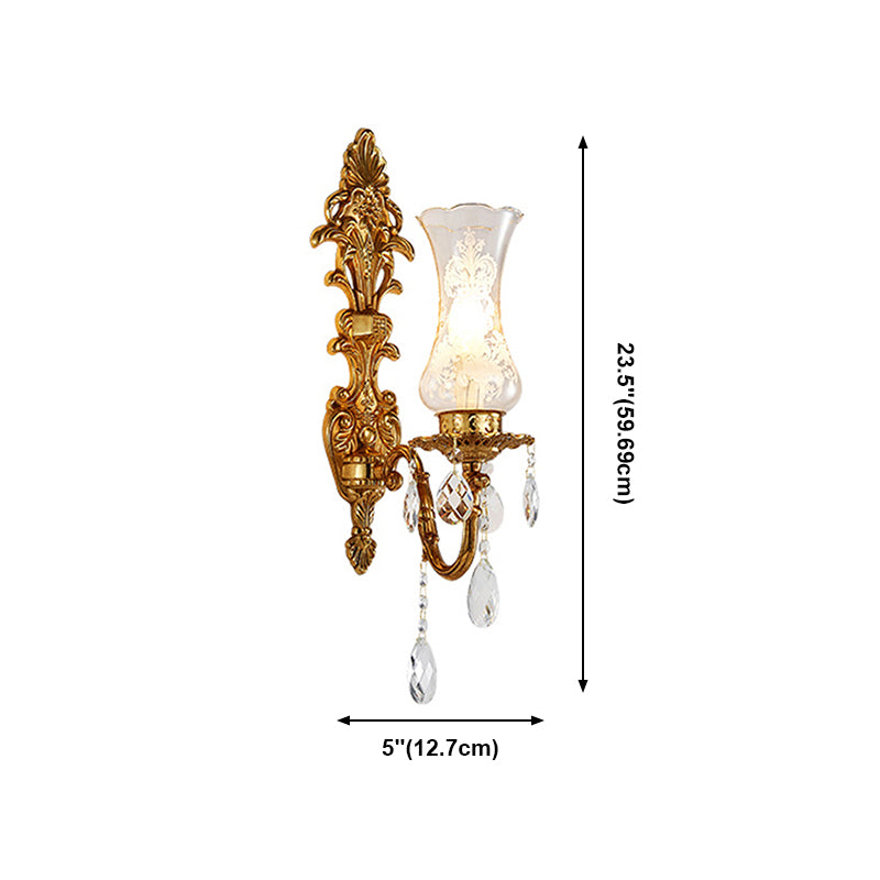 Unique Shade Glass Wall Sconce Modern Style Multi Lights Wall Mount Light Fixture in Gold