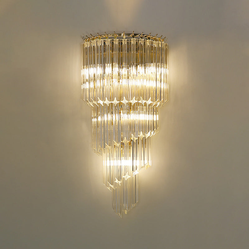 Unique Shade Crystal Wall Sconce Modern Multi-Lights Wall Mount Light Fixture in Gold