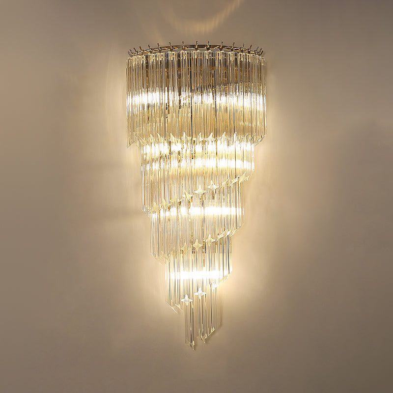 Unique Shade Crystal Wall Sconce Modern Multi-Lights Wall Mount Light Fixture in Gold