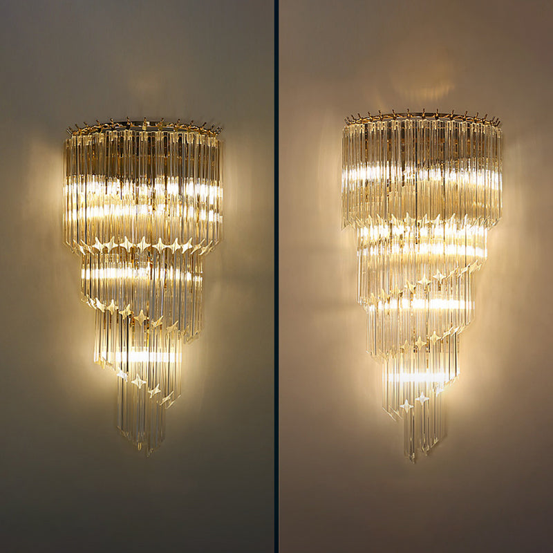 Unique Shade Crystal Wall Sconce Modern Multi-Lights Wall Mount Light Fixture in Gold