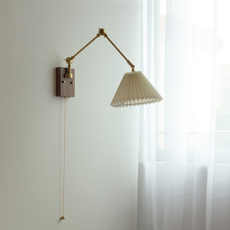 Modern Style Flared Wall Mounted Lamps Wood 1 Light Wall Sconces in White