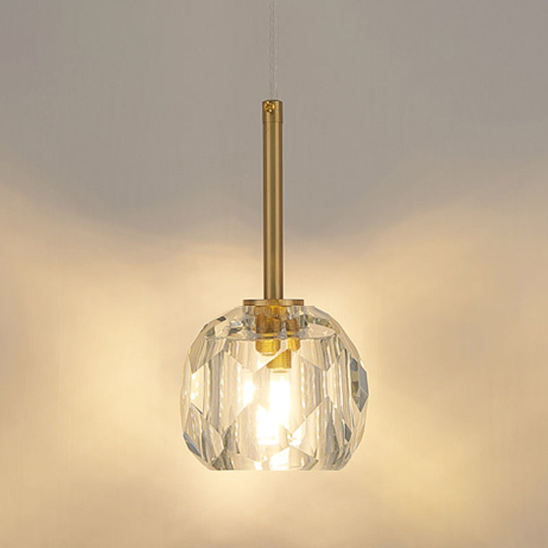 Unique Shade Crystal Wall Sconce Modern Single Light Wall Mount Light Fixture in Brass