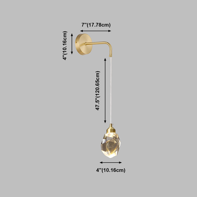 Unique Shade Crystal Wall Sconce Modern Single Light Wall Mount Light Fixture in Brass