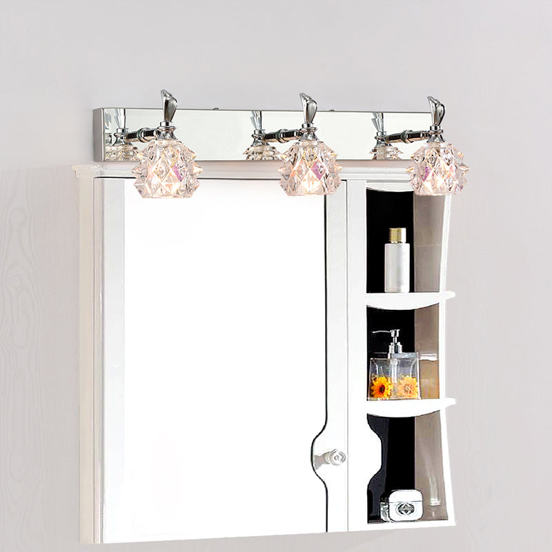 1 / 2 / 3 / 4 - Light Chrome Bath Lighting Glass Shade Adjustable Bath Sconce