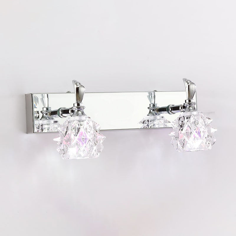 1 / 2 / 3 / 4 - Light Chrome Bath Lighting Glass Shade Adjustable Bath Sconce